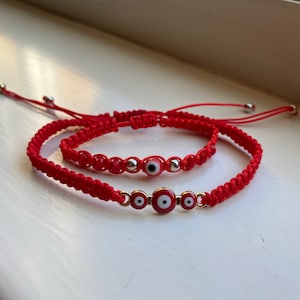 Mama i dziecko Evil Eye Matching Red String Bransoletki Ochrona, Tata i dziecko Bransoletka, Mama Matching, Bransoletka na szczęście