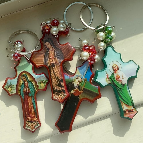 San Judas Keychain Our Lady of Guadalupe Keychain Saint Etsy