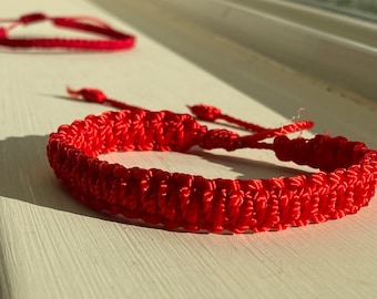 Plain Red String Mens Womens Handmade Bracelet, Knot Bracelet, Red String Braided, Gift for Him