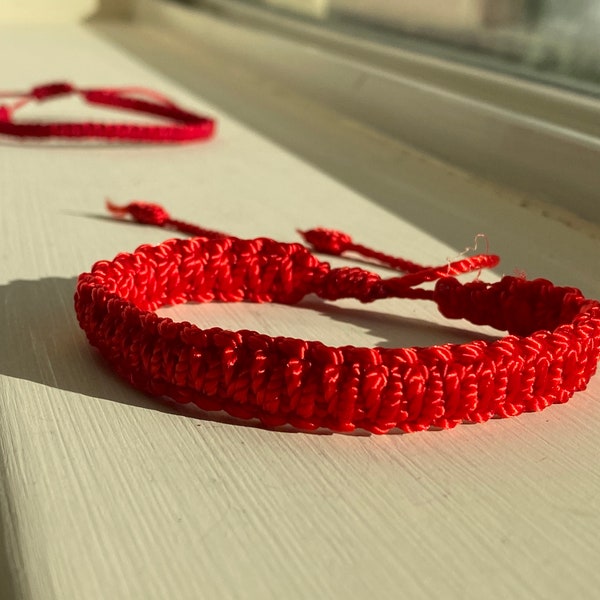 Plain Red String Mens Womens Handmade Bracelet, Knot Bracelet, Red String Braided, Gift for Him