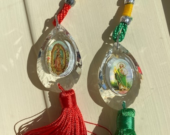 Guadalupe Sun Catcher Car Mirror Hanging Protection Car Charm, Rear View Mirror Accessory, Gift for Her, Gift for Him