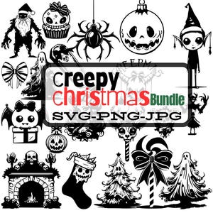 Digitalt filpaket med kuslig jul, Goth Xmas SVG-PNG-JPG