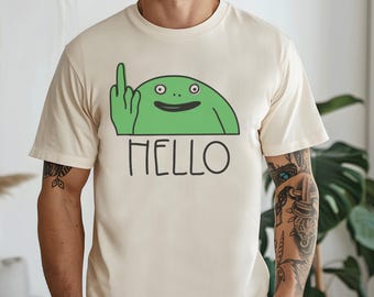 Lächelnde Freunde inspiriertes Grafik-T-Shirt | Herr Frosch-Baumwollt-stück