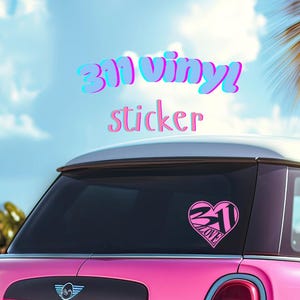 Calcomanía de vinilo con el logotipo de corazón de la banda 311 / Calcomanía de rock reggae fusión / Accesorio para coche, portátil, botella de agua / Festival de música, Personalizada