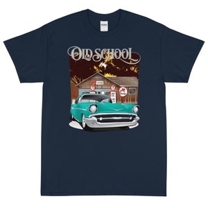 1957 Tropical Turquoise Chevy Bel Air Old School Printed T-shirt Shirt