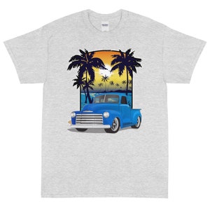 1950 Blue Chevy Truck California Beachin Printed T-Shirt Shirt