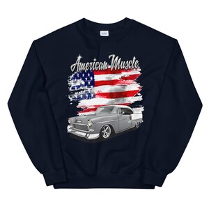 1955 Silver Gray Chevrolet Bel Air American Muscle Printed SweatShirt