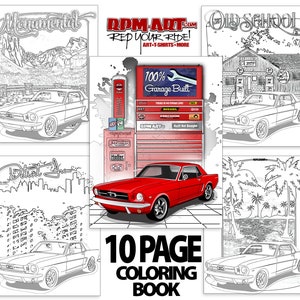 1964 Ford Mustang 10 Page Coloring Book / Digital / Instant Download