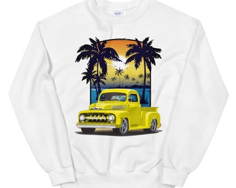 1951 Yellow Ford Pickup Truck California Beachin Printed SweatShirt