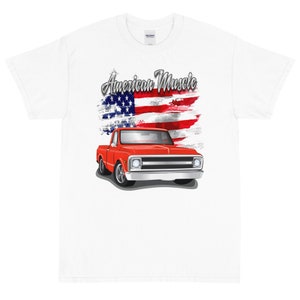 1970 roter Chevrolet C10 Pick-Up Truck amerikanisches Muskel bedrucktes T-Shirt Shirt