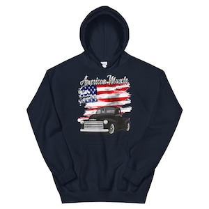 1950 Black Chevy Truck American Muscle Printed Hoodie