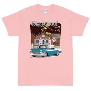 1956 Twilight Turquoise Chevy Bel Air Old School bedrucktes T-Shirt Shirt