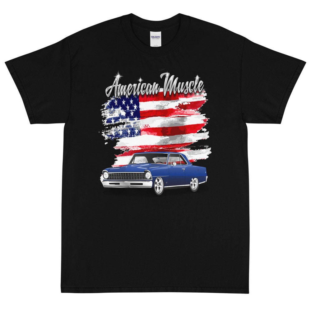 1967 Deepwater Blue Chevy Nova Printed American Muscle T-Shirt Shirt