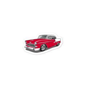 1955 Red & White Chevrolet Bel Air Vinyl Sticker Decal