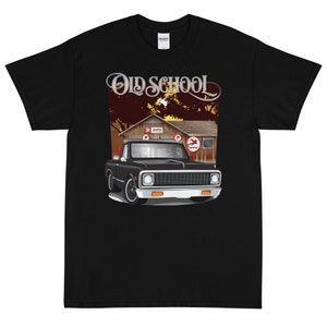 T-shirt noir à imprimé old school Chevrolet C10 pick-up 1971
