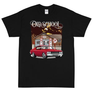 1969 Garnet Red Chevy Chevelle Old School Printed T-Shirt Shirt