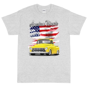 1957 Yellow Chevy Apache Pickup Truck American Muscle Printed T-shirt Shirt