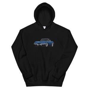 1966 Laguna Blue Chevrolet Corvette Printed Hoodie