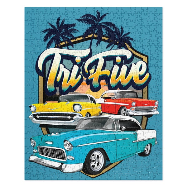 TriFive Vacation 1955 1956 1957 Chevy Bel Air t-shirt Chevrolet 55 56 57 Belair Tri-Five Jigsaw puzzle