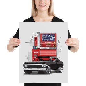 1968 Black Chevy II Nova Garage Built Poster  Print