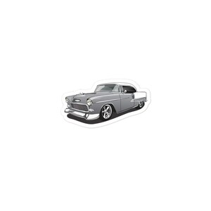 1955 Silver and White Chevy Bel Air Vinyl Sticker Decal