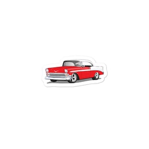 1956 Red and White Chevy Bel Air Sticker Decal