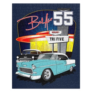 1955 Skyline Blue & White Chevy Bel Air Chevrolet Belair Jigsaw puzzle