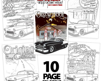 1956 Chevy Bel Air 10 Page Coloring Book / Digital / Instant Download ...