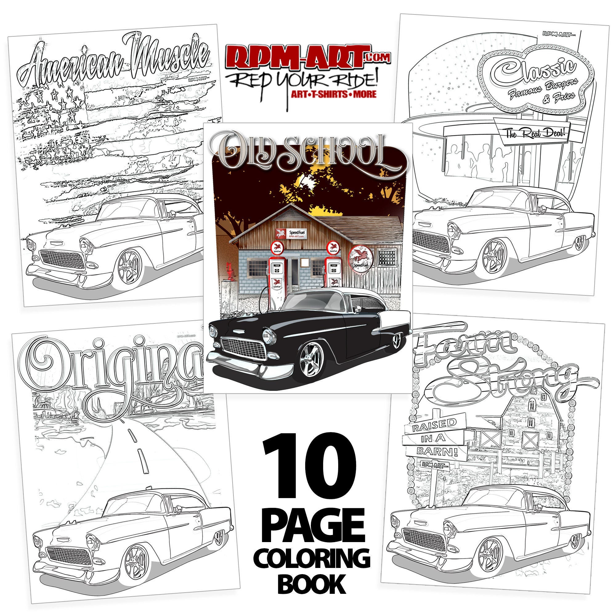 1955 Chevy Bel Air 10 Page Coloring Book / Digital / Instant Download ...