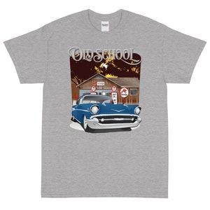1957 Harbor Blue Chevy Bel Air Old School Printed T-shirt Shirt