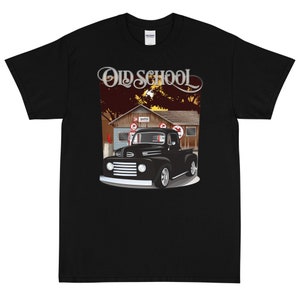 1948 Black Ford F100 Pickup Truck Old School Printed T-Shirt Shirt
