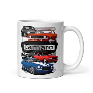 Classic Chevrolet Camaro Vintage Chevy RS SS 1967 1968 1969 1970 1971  White glossy mug