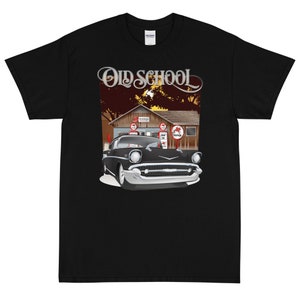 1957 Onyx Black Chevy Bel Air Old School Printed T-shirt Shirt