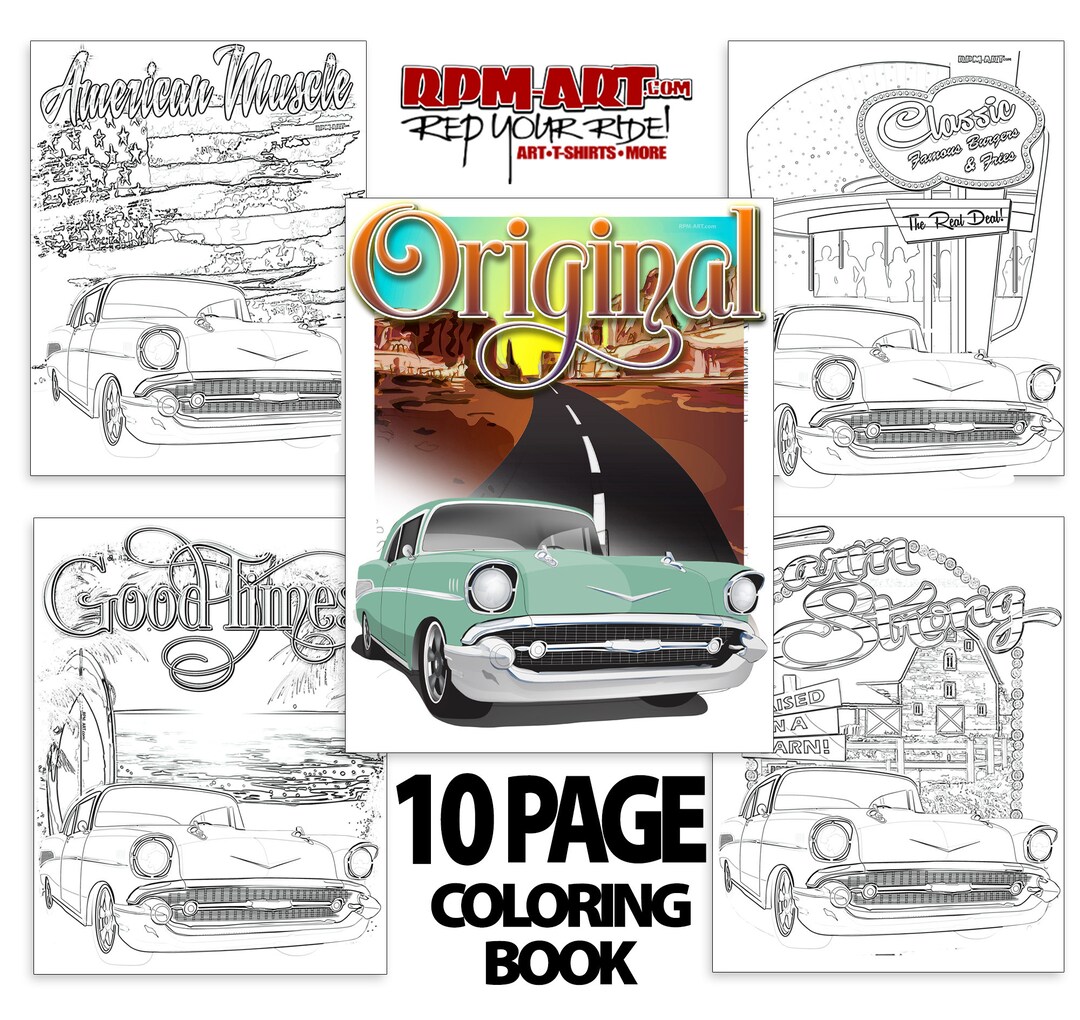 1957 Chevy Bel Air 10 Page Coloring Book / Digital / Instant Download ...