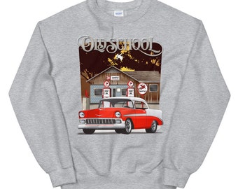 1956 Matador Red and White Chevy Bel Air Old School Printed SweatShirt