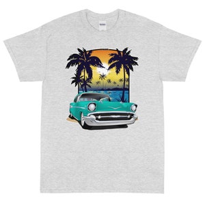 1957 Tropical Turquoise Chevy Bel Air California Beachin Printed T-shirt Shirt