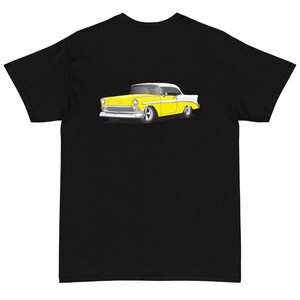 1956 Yellow & White Chevrolet Bel Air Printed T-shirt PRINTED ON BACK Shirt