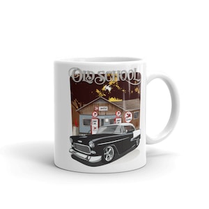 1955 Black and White Chevy Bel Air Old School Coffee Mug