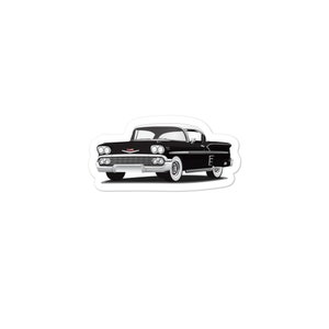 1958 Black Chevy Impala Vinyl Sticker Decal