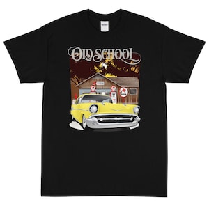 1957 Yellow Chevy Bel Air Old School Printed T-shirt Shirt