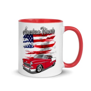 1955 Red and White Chevy Bel Air American Muscle Coffee Mug