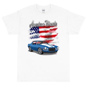 1971 Mulsanne Blue White Stripes Chevrolet Camaro RS American Muscle T-Shirt Shirt