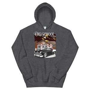 1955 Onyx Black Chevrolet Bel Air Old School Printed Hoodie
