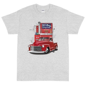 1948 Red Chevy Pickup Truck Garage Built Printed T-Shirt Shirt
