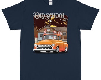 Maglietta con stampa Old School del pick-up Chevrolet Apache arancione del 1957