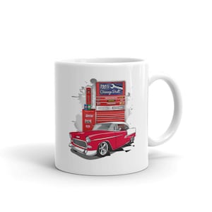 1955 Red and White Chevy Bel Air Garage Built Coffee Mug