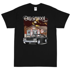 1970 Tuxedo Black Chevy Chevelle Old School Printed T-Shirt Shirt