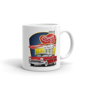 Mug blanc brillant Chevrolet Impala rouge 1958