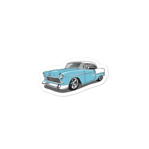 1955 Light Blue and White Chevy Bel Air Sticker Decal