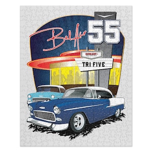 1955 Blue Chevy Bel Air Cruise Night Chevrolet BelAir Jigsaw puzzle